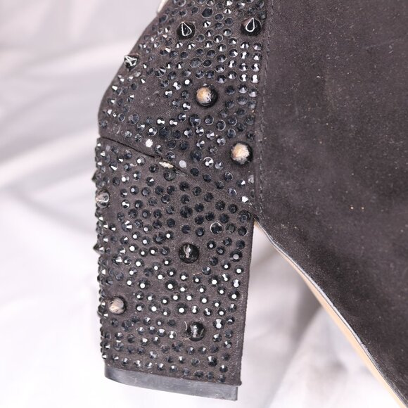 Zara Black Studded Embellished Block Heel Ankle Boots Booties Size 38 - Picture 9 of 14